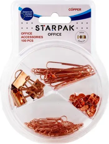 Set aksesorë zyre Starpak Office Accessories, 100 copë, ngjyrë bakri