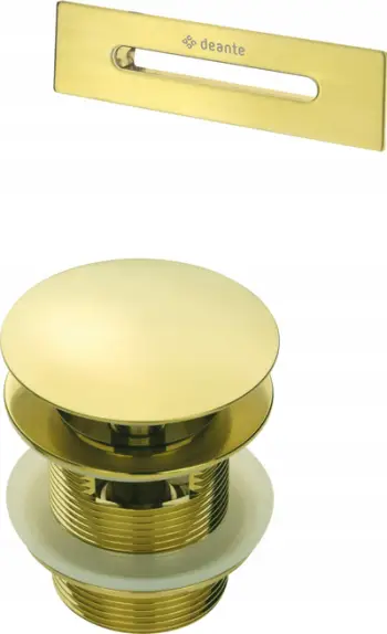 Set aksesorë vaska Deante KYYR10B, tapë kullimi click clack, kapak tejmbushësi, gold i furçuar