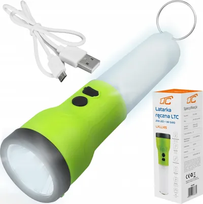 Elektrik dore LED 2n1, i rikarikueshëm USB, dorezë praktike, i zi - 5
