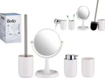 Set aksesorësh banjo Berilo Bath Set, 4 pjesë, polipropilen, i bardhë