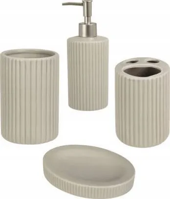 Set aksesorësh banjo qeramik, 4 pjesë, kafe - 1