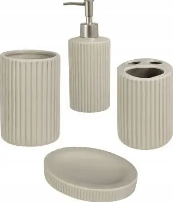 Set aksesorësh banjo qeramik, 4 pjesë, kafe