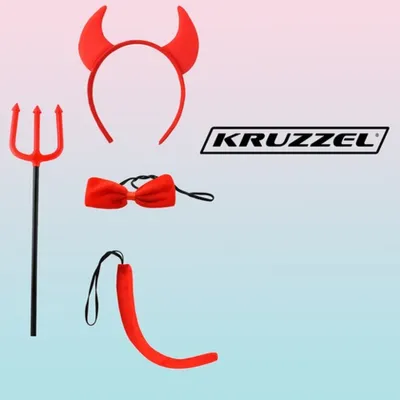 Set aksesorësh djalli S22140, 4 pjesë, e kuqe - 2