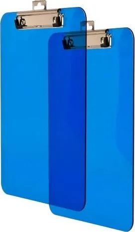 Tabaka shkrimi Tetis A4, plastike transparente, kapëse metalike, blu - 1