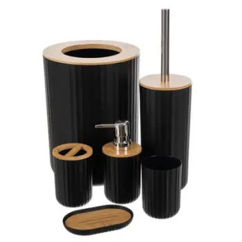 Set aksesorësh modernë për banjo, zezë/gri/bardhë. UNIMIKS
