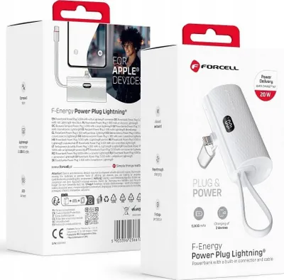 Power bank Forcell F Energy, 5000mAh, 20W, i bardhë - 4