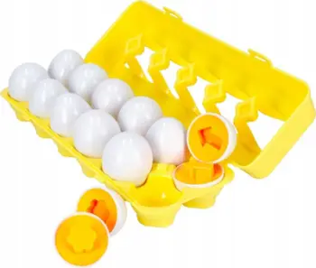 Lodër edukative BAM BAM Sorter Eggs 492750, 10 vezë, kuti e verdhë
