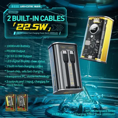 Power bank WEKOME WP-345, 10000mAh, 22.5W PD 20W, transparent - 1