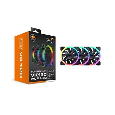 Ventilator PC Cougar Vortex ARGB PWM HDB 120mm, paketë 3 copë, i zi - 1
