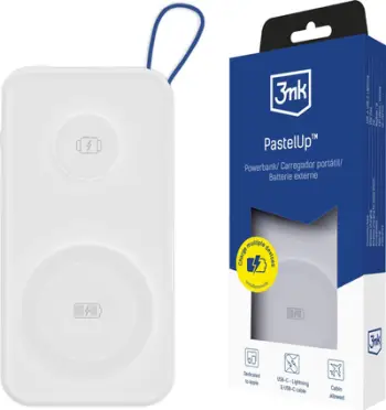 Powerbank 3MK PastelUp, 10000mAh, MagSafe Wireless, i bardhë