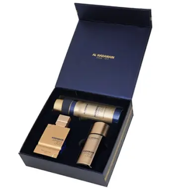 Set Al Haramain Amber Oud Bleu Edition, EDP, 75 ml + EDP, 30 ml + deodorant sprej, 200 ml