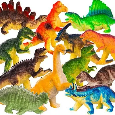 Lodër figurina dinosauri, set 12 copë, shumëngjyrëshe - 1