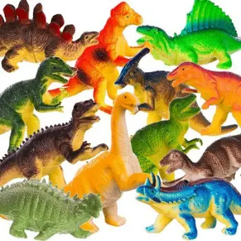 Lodër figurina dinosauri, set 12 copë, shumëngjyrëshe