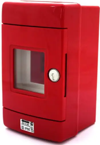 Kasetë për çelës zjarri Gewiss GW42206, 1x4 module, montim sipërfaqësor, e kuqe