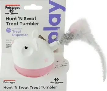 Lodër interaktive për mace Petstages Hunt N Swat Treat Tumbler, me shpërblime, shumëngjyrëshe