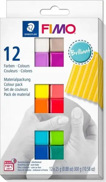 Set argjilë modeluese Fimo Thermosetting Clay, 12 ngjyra, 25g