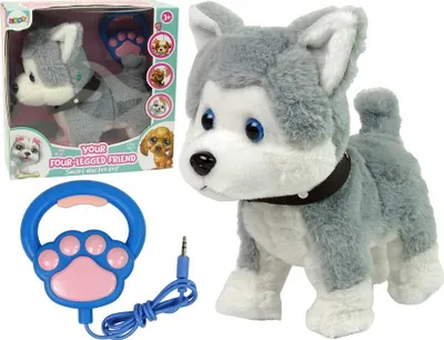 Lodër interaktive qenush Husky, pelush, me tinguj dhe lëvizje, shumëngjyrëshe - 1
