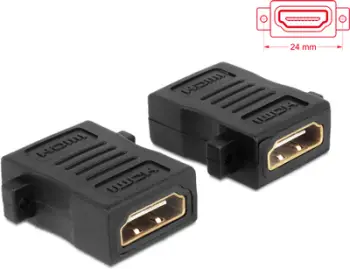 Adapter HDMI DeLOCK 65509, dy porta femërore, ngjyrë e zezë