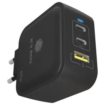 Karikues muri ICYBOX IB-PS1030-PD 65W GaN 2x USB-C PD 3.0 + 1x USB-A QC 3.0, i zi