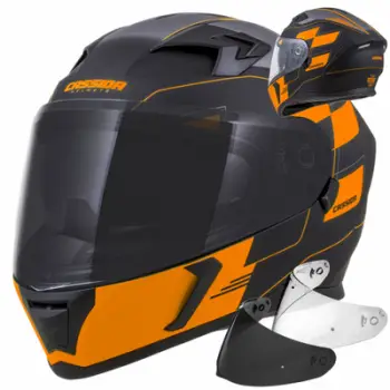 Kaska moto Cassida 3.0 Roxor Integral, XL, vizor i zi shtesë, portokalli mat
