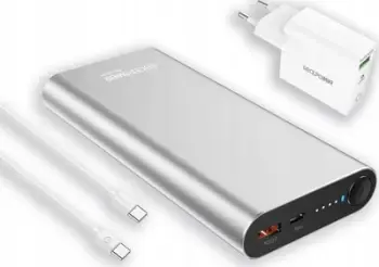 Powerbank RealPower PB-20000PD, 20000mAh, Quick Charge 3.0, alumini argjendtë