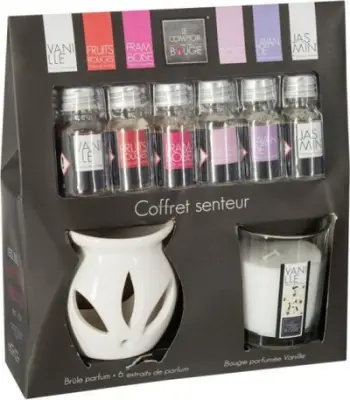 Set aromaterapie me vajra aromatikë dhe djegës qiriri, 6 aroma, për dekorim shtëpie