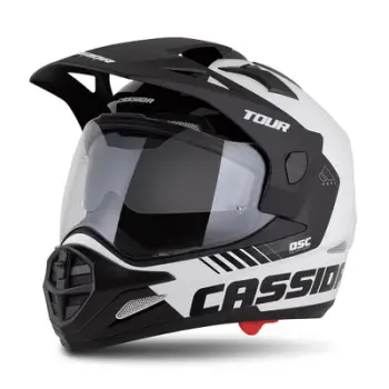 Kaska moto CASSIDA Tour 2.0 Dual 2026, Pinlock ready, vizor dielli, e bardhë e zezë