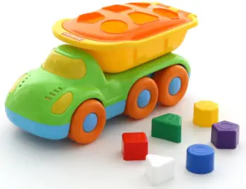 Lodër kamion Polesie Friend Dump Truck 48363, me rimorkio ngritëse, me blloqe ndërtimi, shumëngjyrësh
