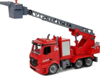Lodër kamion zjarrfikës Leantoys DIY Fire Truck 2in1, me drita dhe zë, me helmetë, e kuqe
