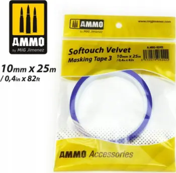 Shirit maskues Ammo Mig 8042 Softouch Velvet, 10mm, 25m, i verdhë
