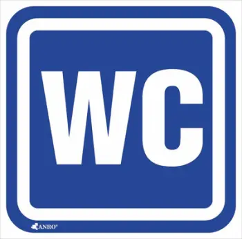 Tabelë sinjalizuese ANRO Sign WC, vetëngjitëse, 100 x 100mm, shumëngjyrëshe