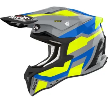Kaska motocross Airoh Strycker Glam, XS, gri blu neon e verdhë