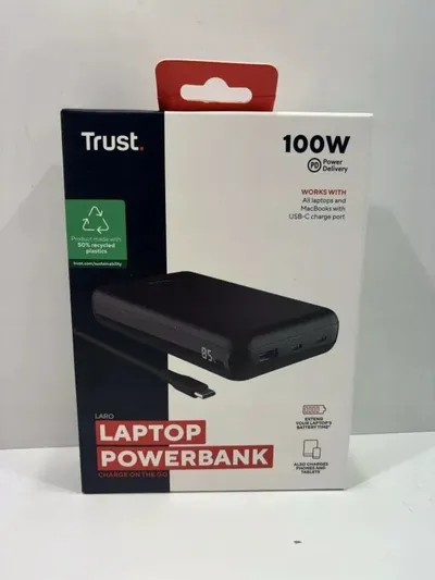 Powerbank Trust Laro, 100W, 2x USB-C 1x USB-A, i zi - 1