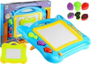 Tabelë vizatimi magnetike për fëmijë, format i madh, me stampila, shumëngjyrëshe