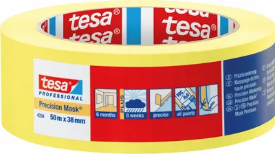 Shirit maskues Tesa 04334 Precision, 50 m, 38 mm, i verdhë - 1