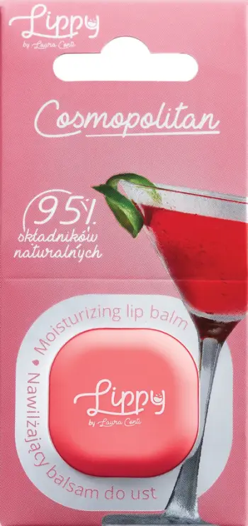 Balsam për buzë Lippy ECOSOFT In A Ball Cosmopolitan, 95% përbërës natyralë, aromë boronice së kuqe