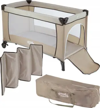 Krevet udhëtimi për fëmijë Hanks Kids Travel Cot Simple, me rrota, bezhë