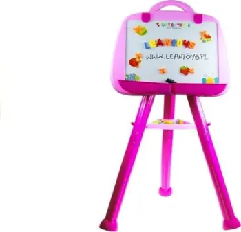 Tabla magnetike për fëmijë Magnetic Board, me shkronja dhe numra, me molbert, rozë