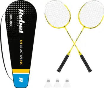 Set badminton Rebel Active, 2 raketa, 2 toptha, blu e bardhë
