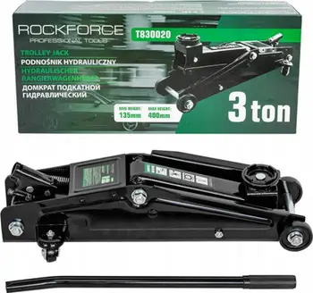 Kriko hidraulike ROCKFORCE Trolley Jack 3T, kapacitet 3 ton, 135-400mm, e kuqe