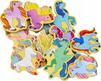 Lodër magnetë druri LeanToys Unicorns, set 20 copë, shumëngjyrëshe