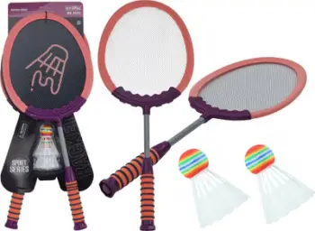 Set badminton pa markë, 2 raketa, 2 toptha, rozë