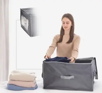 Çantë për rroba Clothes Storage Bag, 50 x 38 x 20 cm, poliester, gri