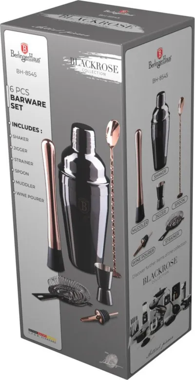 Set bartenderi Berlingerhaus BH-8546, 6 pjesë, çelik inox, i zi - 5