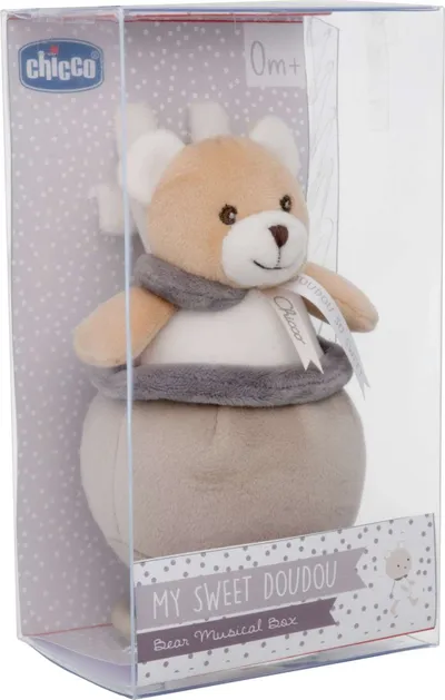 Lodër muzikore Chicco Doudou Music Box Bear 9618, arush pelushi, e bezhë - 3