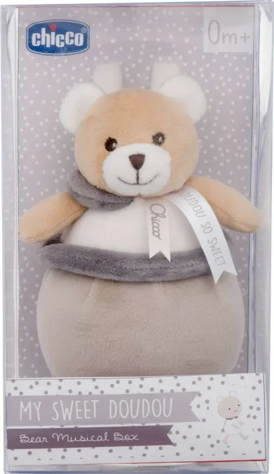 Lodër muzikore Chicco Doudou Music Box Bear 9618, arush pelushi, e bezhë - 4