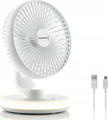 Ventilator tavoline InnovaGoods FanLed, 4000 mAh, LED, i bardhë