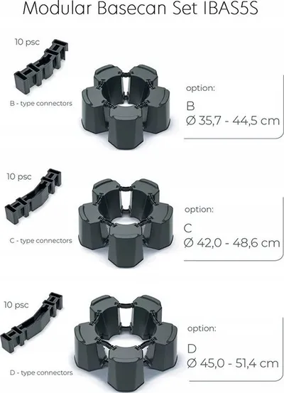 Bazë modulare për fuçi Basecan IBAS5S, plastike, për fuçi 35 51 cm, antracit - 1