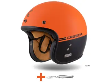 Kaskë moto CASSIDA Eso Super Hooligan, e hapur, fiberglass, e zezë portokalli perlë