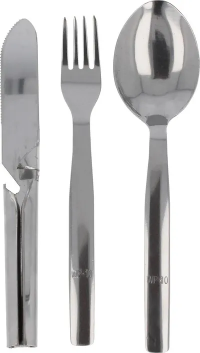 Set bestekësh Mil-Tec Tourist Three Piece, 3 pjesë, çelik inox, argjendtë - 2